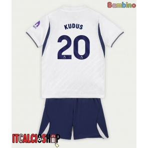 Tottenham Hotspur Mohammed Kudus #20 Prima Maglia Bambino 2026-27 Manica Corta (+ Pantaloni corti)